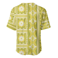Fiji Masi All Yellow Baseball Jersey Tapa Pattern - Polynesian Pride
