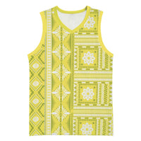 Fiji Masi All Yellow Basketball Jersey Tapa Pattern - Polynesian Pride