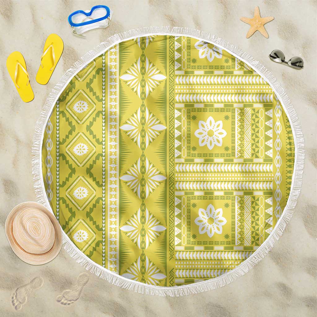 Fiji Masi All Yellow Beach Blanket Tapa Pattern - Polynesian Pride