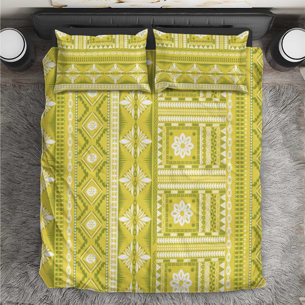 Fiji Masi All Yellow Bedding Set Tapa Pattern - Polynesian Pride