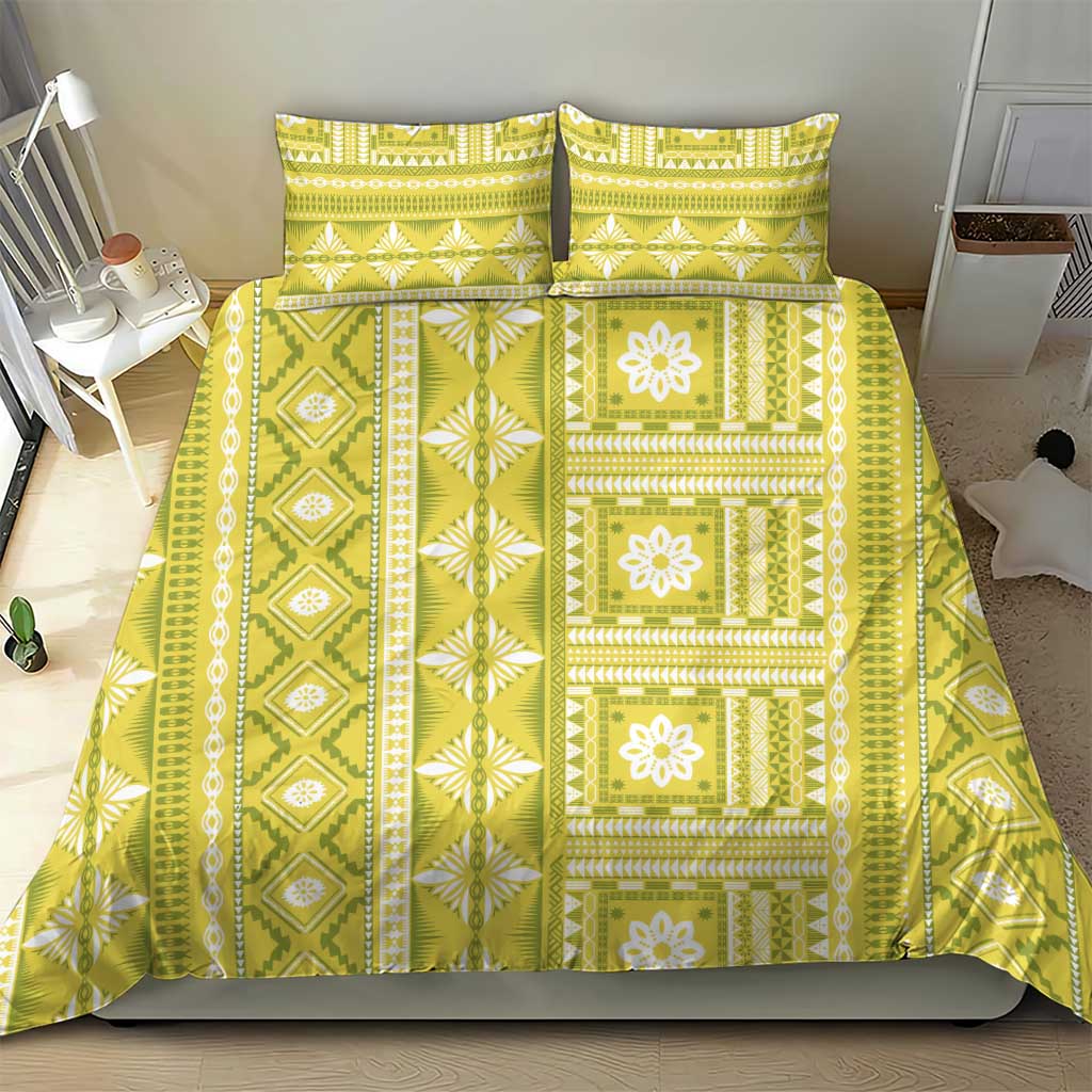 Fiji Masi All Yellow Bedding Set Tapa Pattern - Polynesian Pride