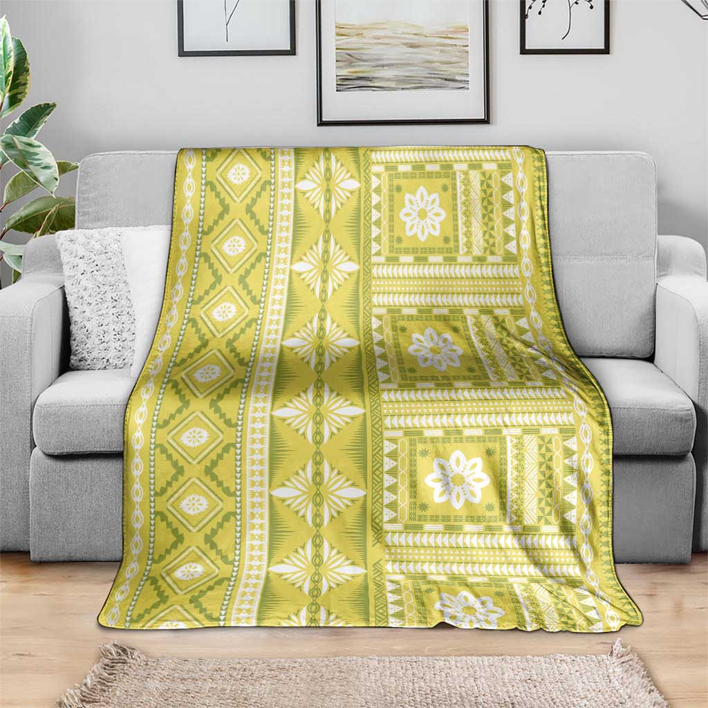 Fiji Masi All Yellow Blanket Tapa Pattern - Polynesian Pride