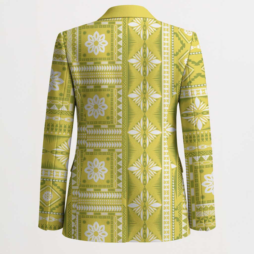 Fiji Masi All Yellow Blazer Tapa Pattern - Polynesian Pride