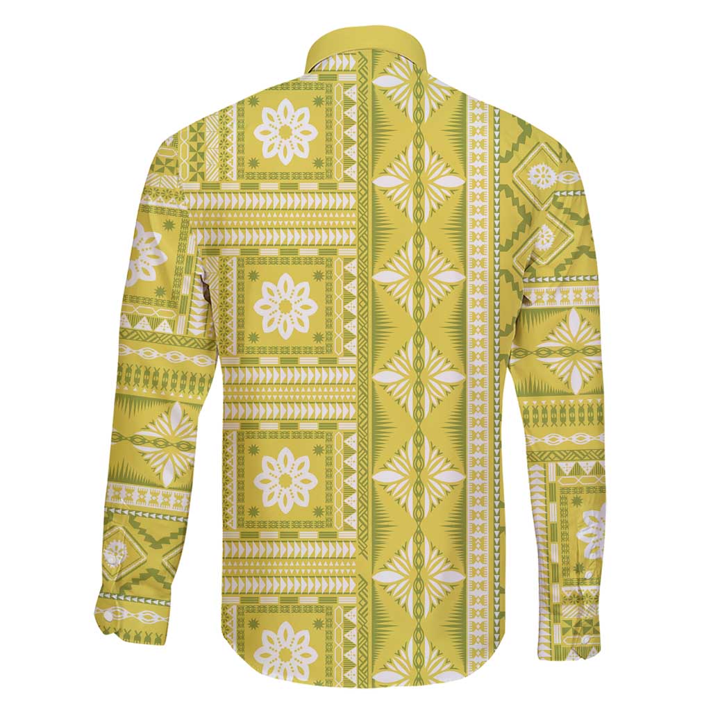 Fiji Masi All Yellow Family Matching Short Sleeve Bodycon Dress and Hawaiian Shirt Tapa Pattern - Polynesian Pride