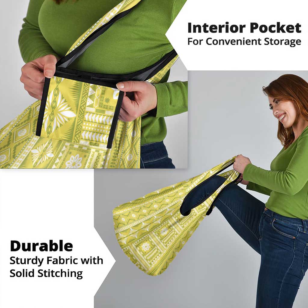 Fiji Masi All Yellow Grocery Bag Tapa Pattern - Polynesian Pride