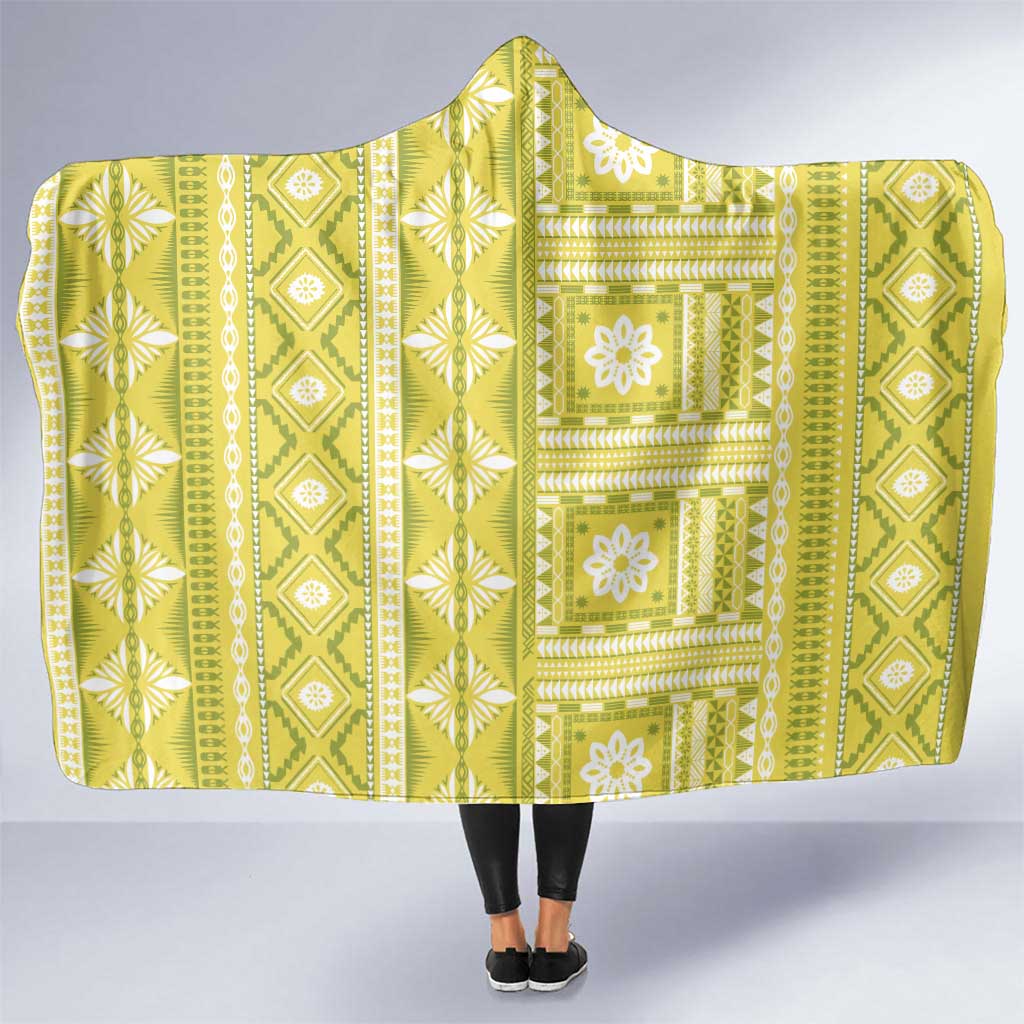 Fiji Masi All Yellow Hooded Blanket Tapa Pattern - Polynesian Pride