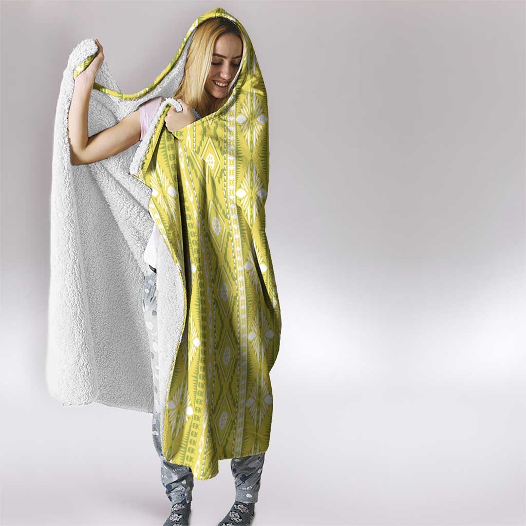 Fiji Masi All Yellow Hooded Blanket Tapa Pattern - Polynesian Pride