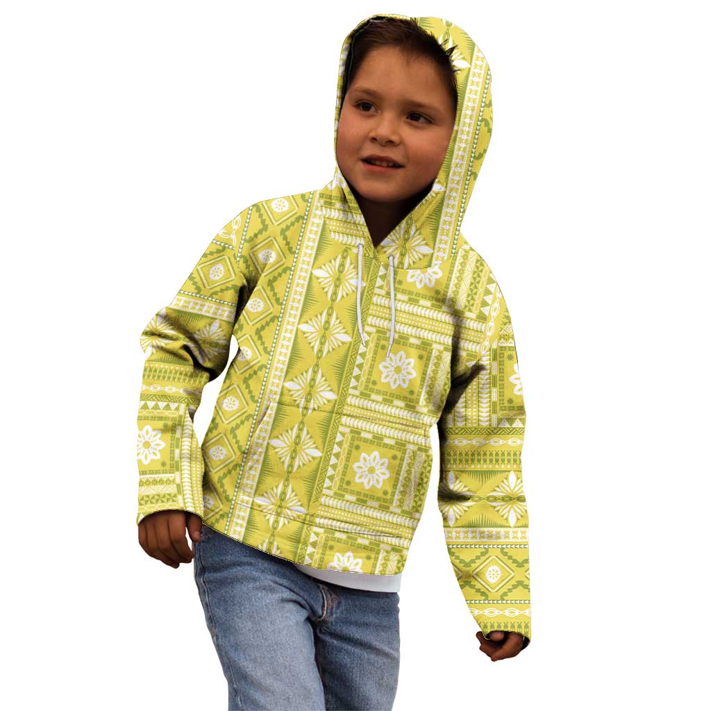 Fiji Masi All Yellow Kid Hoodie Tapa Pattern - Polynesian Pride