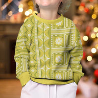 Fiji Masi All Yellow Kid Ugly Christmas Sweater Tapa Pattern - Polynesian Pride