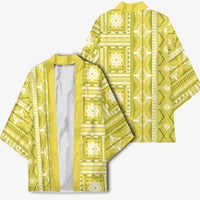 Fiji Masi All Yellow Kimono Tapa Pattern - Polynesian Pride