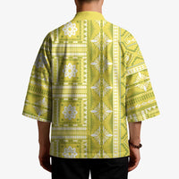 Fiji Masi All Yellow Kimono Tapa Pattern - Polynesian Pride