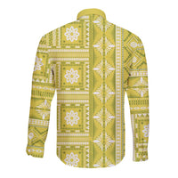 Fiji Masi All Yellow Long Sleeve Button Shirt Tapa Pattern - Polynesian Pride