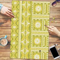 Fiji Masi All Yellow Puzzle Tapa Pattern - Polynesian Pride