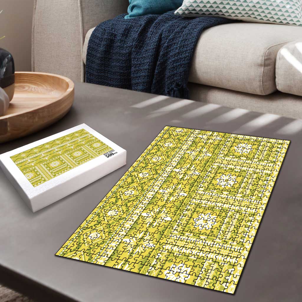 Fiji Masi All Yellow Puzzle Tapa Pattern - Polynesian Pride