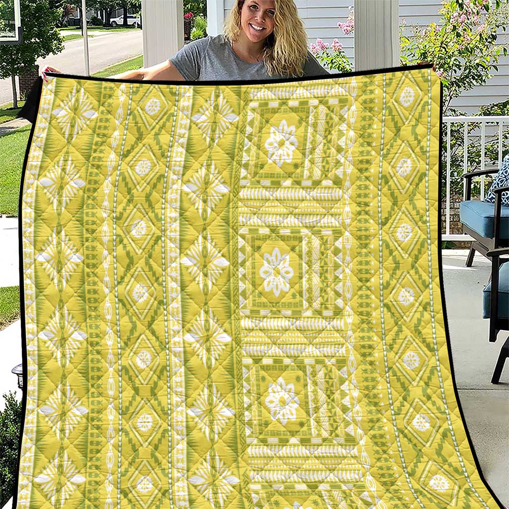 Fiji Masi All Yellow Quilt Tapa Pattern - Polynesian Pride