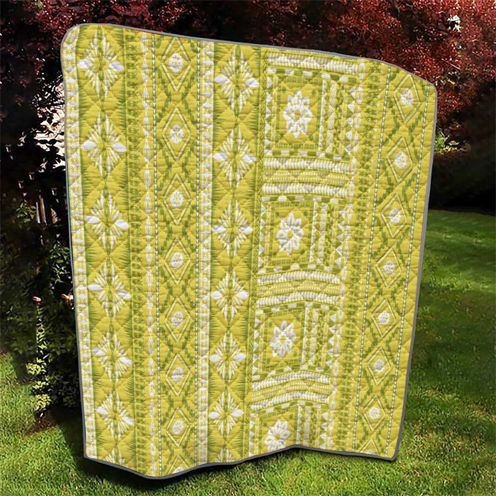 Fiji Masi All Yellow Quilt Tapa Pattern - Polynesian Pride