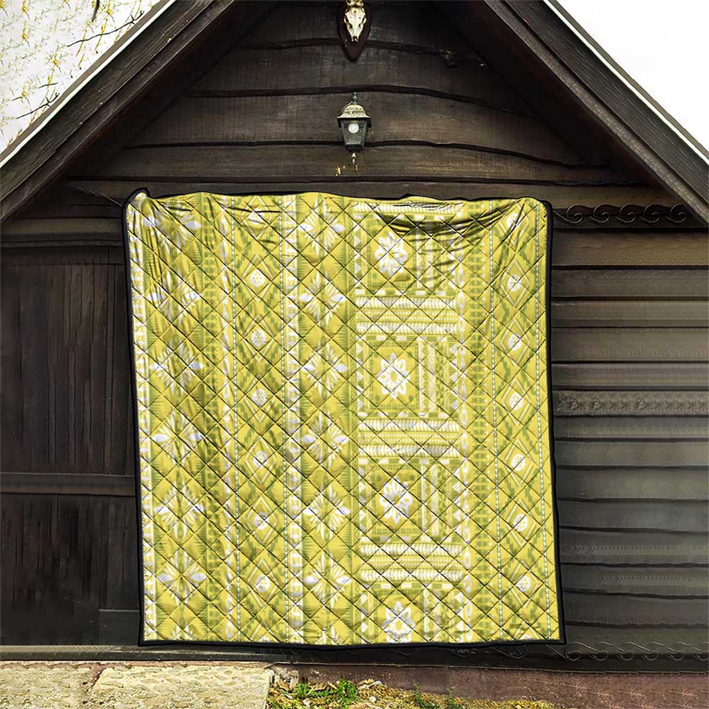 Fiji Masi All Yellow Quilt Tapa Pattern - Polynesian Pride