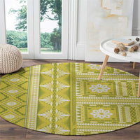 Fiji Masi All Yellow Round Carpet Tapa Pattern - Polynesian Pride