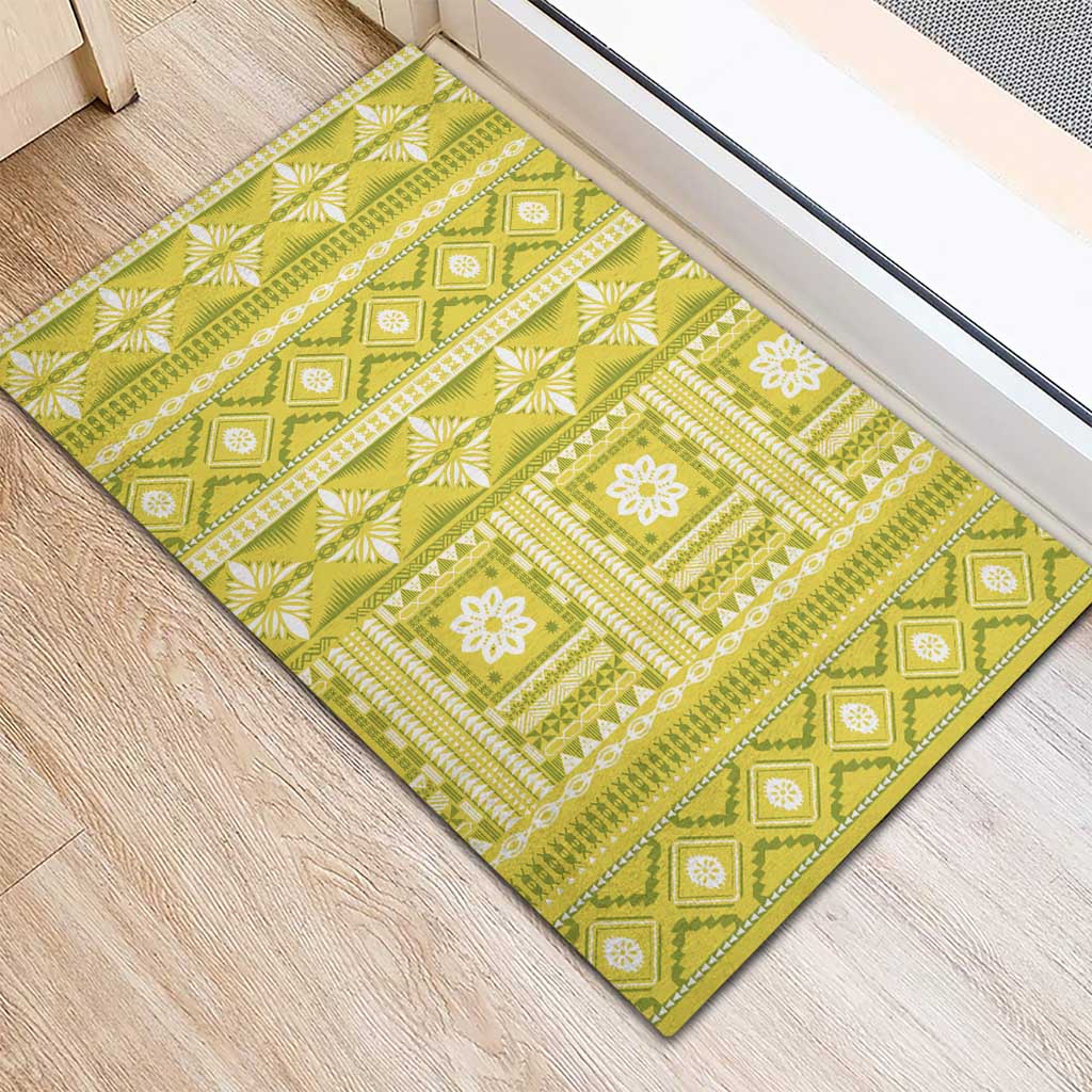 Fiji Masi All Yellow Rubber Doormat Tapa Pattern - Polynesian Pride
