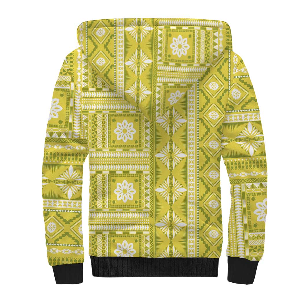 Fiji Masi All Yellow Sherpa Hoodie Tapa Pattern - Polynesian Pride