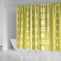 Fiji Masi All Yellow Shower Curtain Tapa Pattern - Polynesian Pride