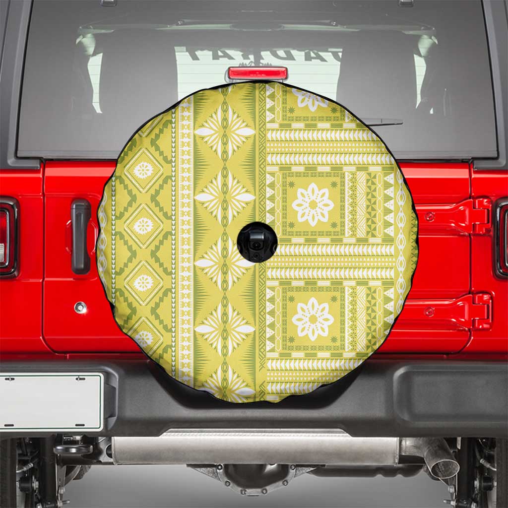 Fiji Masi All Yellow Spare Tire Cover Tapa Pattern - Polynesian Pride