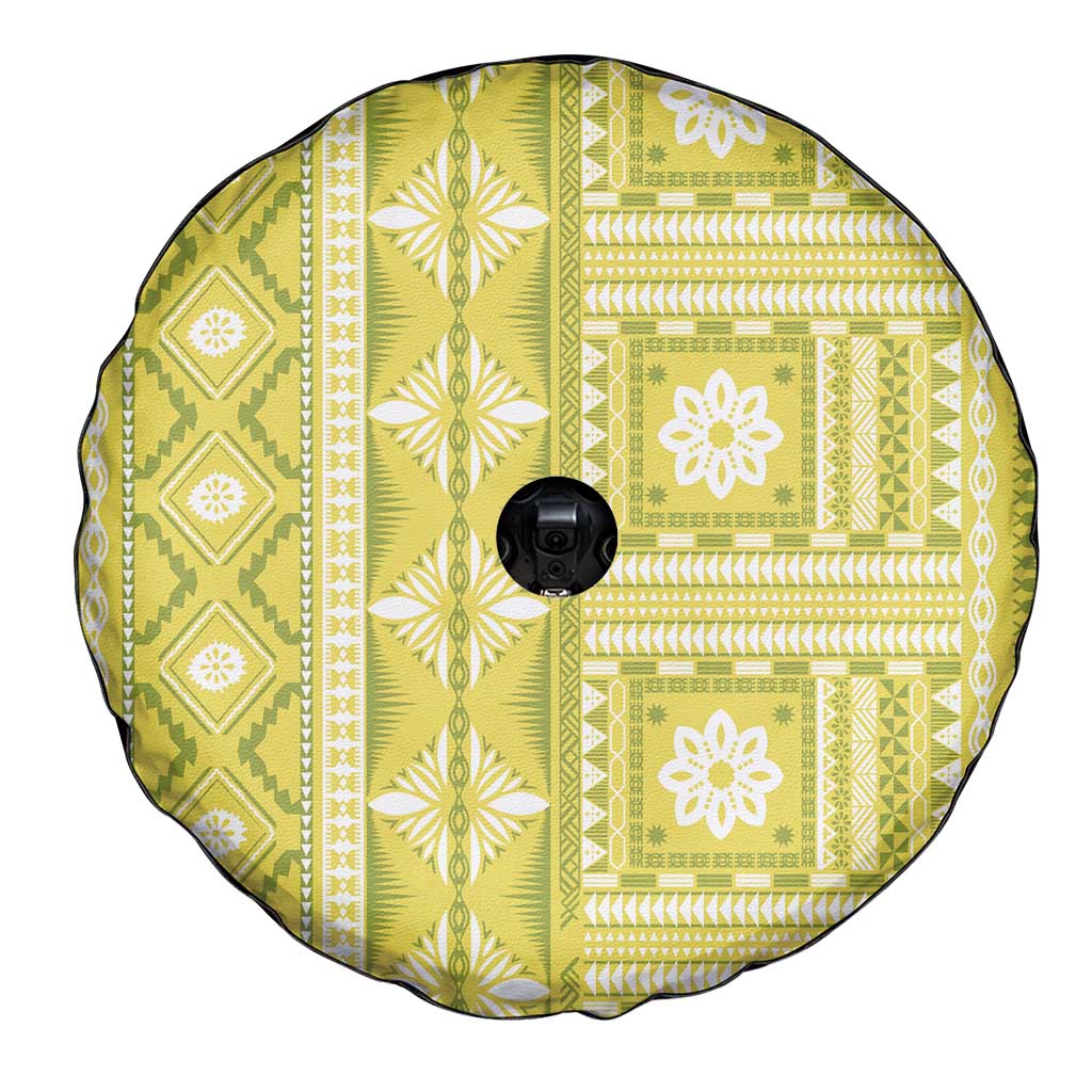 Fiji Masi All Yellow Spare Tire Cover Tapa Pattern - Polynesian Pride