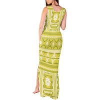 Fiji Masi All Yellow Tank Maxi Dress Tapa Pattern - Polynesian Pride