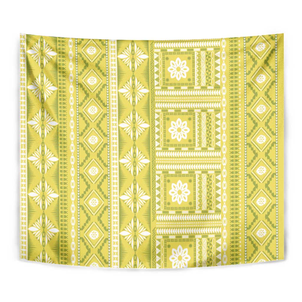 Fiji Masi All Yellow Tapestry Tapa Pattern - Polynesian Pride