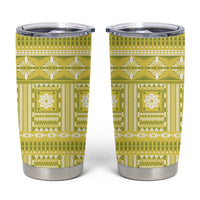 Fiji Masi All Yellow Tumbler Cup Tapa Pattern - Polynesian Pride