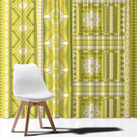 Fiji Masi All Yellow Window Curtain Tapa Pattern - Polynesian Pride