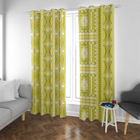 Fiji Masi All Yellow Window Curtain Tapa Pattern - Polynesian Pride