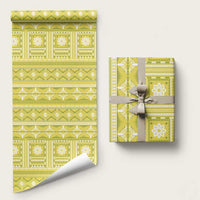 Fiji Masi All Yellow Wrapping Paper Tapa Pattern - Polynesian Pride