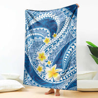 Plumeria Polynesian Blue Glitter Pattern Blanket