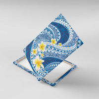 Plumeria Polynesian Blue Glitter Pattern Canvas Wall Art