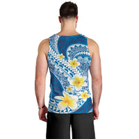 Plumeria Polynesian Blue Glitter Pattern Men Tank Top