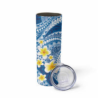 Plumeria Polynesian Blue Glitter Pattern Skinny Tumbler