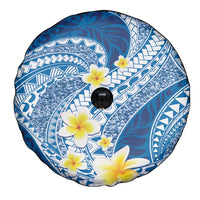 Plumeria Polynesian Blue Glitter Pattern Spare Tire Cover