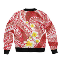 Plumeria Polynesian Coral Glitter Pattern Bomber Jacket