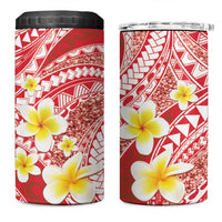 Plumeria Polynesian Coral Glitter Pattern 4 in 1 Can Cooler Tumbler