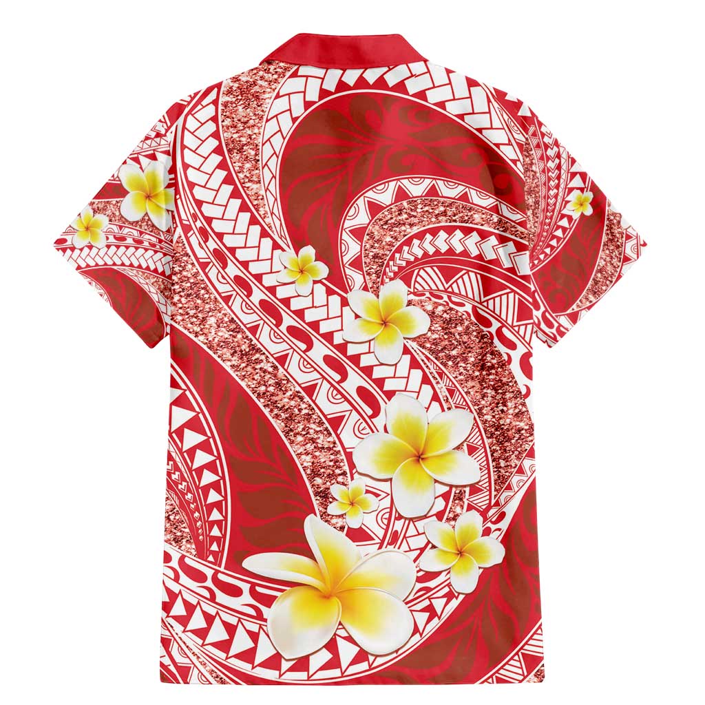 Plumeria Polynesian Coral Glitter Pattern Family Matching Mermaid Dress and Hawaiian Shirt