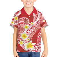 Plumeria Polynesian Coral Glitter Pattern Family Matching Short Sleeve Bodycon Dress and Hawaiian Shirt