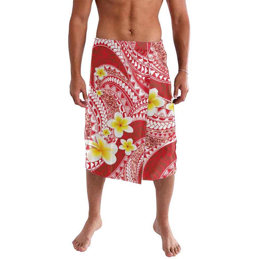 Plumeria Polynesian Coral Glitter Pattern Lavalava