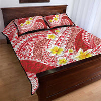Plumeria Polynesian Coral Glitter Pattern Quilt Bed Set
