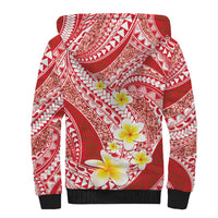 Plumeria Polynesian Coral Glitter Pattern Sherpa Hoodie