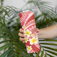 Plumeria Polynesian Coral Glitter Pattern Skinny Tumbler
