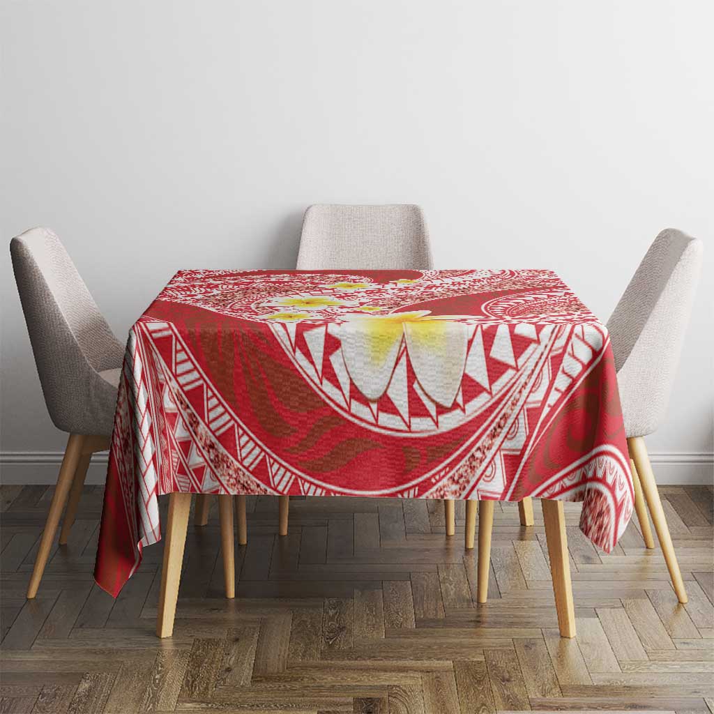 Plumeria Polynesian Coral Glitter Pattern Tablecloth