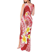 Plumeria Polynesian Coral Glitter Pattern Tank Maxi Dress