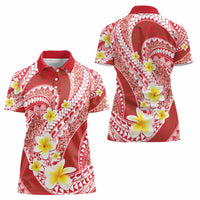 Plumeria Polynesian Coral Glitter Pattern Women Polo Shirt