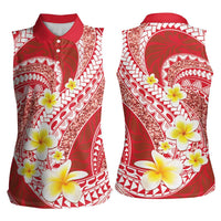 Plumeria Polynesian Coral Glitter Pattern Women Sleeveless Polo Shirt LT01 - Polynesian Pride